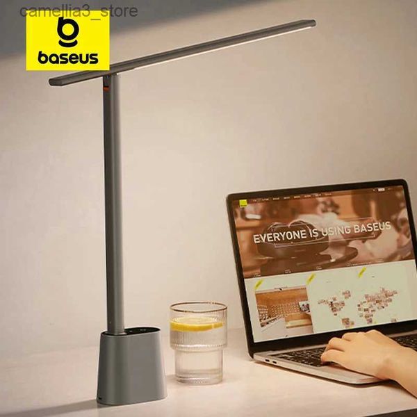 Masa lambaları Baseus LED masa lambası göz koruma çalışması kısaltılabilir ofis ışık katlanabilir masa lambası akıllı uyarlanabilir parlaklık başucu lambası okuma için q231104