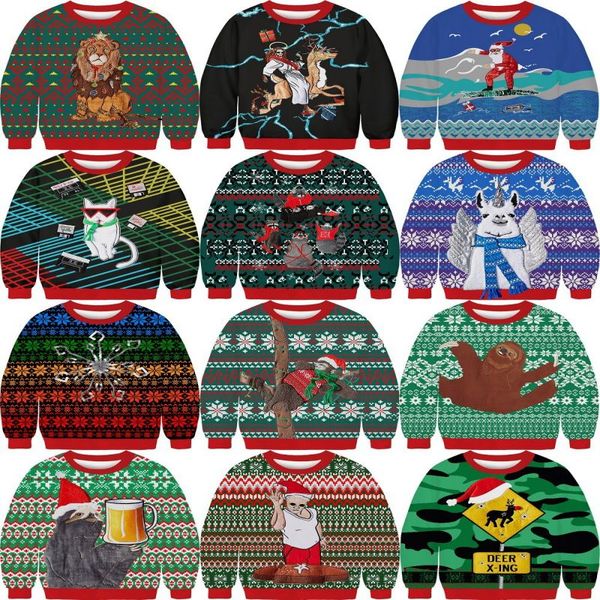 Tasarımcı Hoodie Erkekler Korku Tanrı Hoodie Unisex Çiftler Çirkin Noel Noel Sweaters Yuvarlak Boyun Külot Sweatshirt 3d Komik Squirrel Baskılı Tatil Jumper'ları