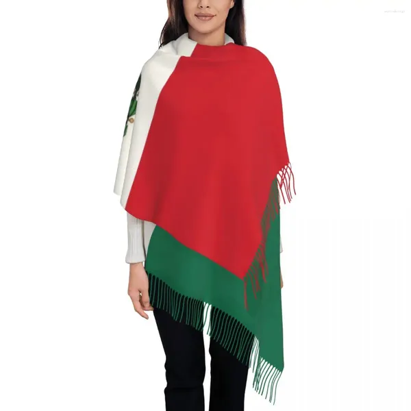 Schals Lady Große Mexiko-Flagge Frauen Winter Dicke Warme Quaste Schal Wickelschal