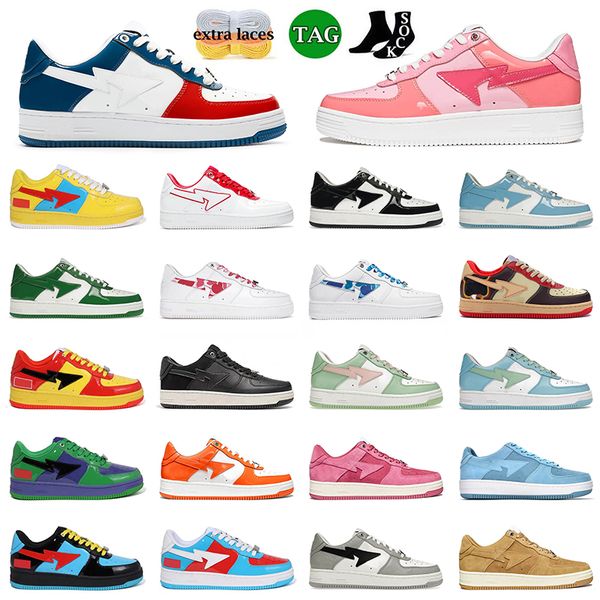 2023 Bapesta sta Men Women Shoes de corrida Bapestas SK8 Baped France Blue Camo Combo Rosa Preto Branco Cinzento Bapestar Placa Formme Tênis Tênis Tamanho 36-45