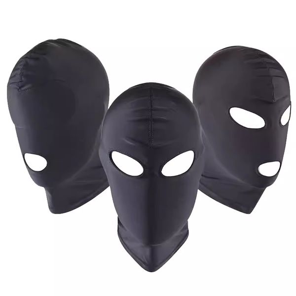 Maschera per copricapo con bocca aperta per adulti, cappuccio, benda, copertura completa per la testa, giocattoli sessuali BDSM
