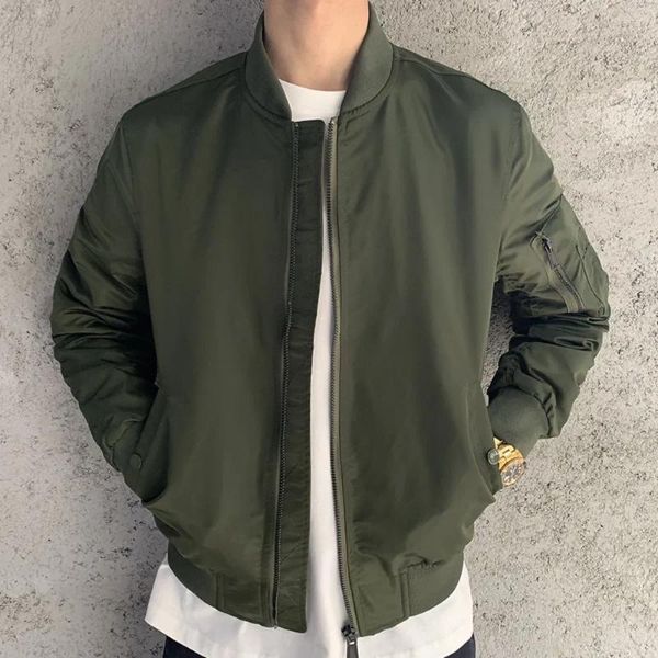 Giubbotti da uomo Autunno Bomber oversize da uomo Vintage Solid Baggy Coat Moda maschile Coreano Streetwear Zip Up Capispalla Abbigliamento Top