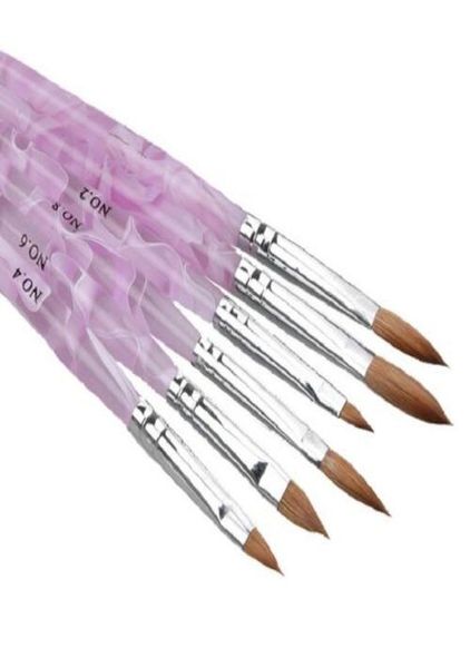 6er SET 24681012 Kolinsky Sable Brush Pen Acryl Nail Art Builder Pinsel Design für Acrylnagelpinsel Set4322534