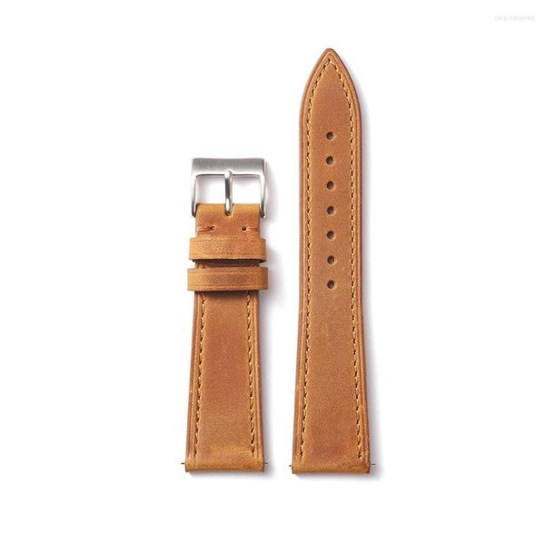 İzle Bantlar Vintage Crazy Horse Deri İzle Bandı 18mm 19mm 20mm 22mm 22mm Strap Hızlı Bandı Erkekler