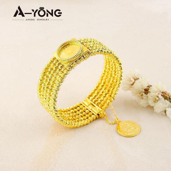 Armreif AYONG Multi Layer Bead Cuff Armreifen 24k vergoldet Türkische Münze Anhänger Handketten Armbänder Dubai Frauen Hochzeit Schmuck