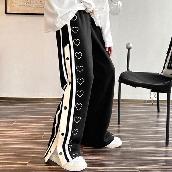 Pantaloni da uomo Hip Hop Petto da pallacanestro Fresco spacco laterale Pantaloni sportivi a strisce lunghe con lacci a vita media da skateboard