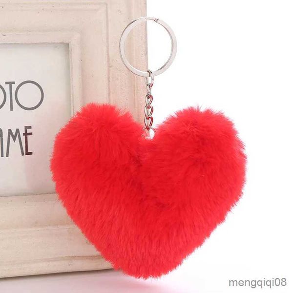 Anahtarlıklar Landards Kalp Şeklinde Kadınlar İçin Anahtarlıklar Moda Sevimli Peluş Anahtar Yüzükler Çanta Araba Kolye Renkli Biblo Anahtar Tutucu R231103