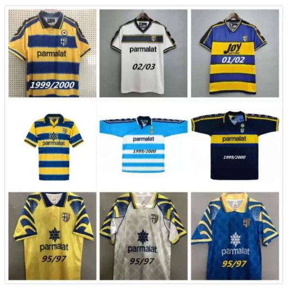 Qqq8Qqq8 Parma Maglia Retro Soccer Jerseys 1995 96 97 1998 99 2000 02 03 Crespo Vintage Classic Zola Cannavaro Amoroso Buffon Uomo Kit Calcio