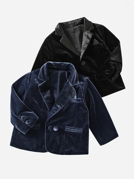 Куртки Пиджак для маленьких мальчиков, осень-зима 2023, пальто в английском стиле в джентльменском стиле для младенцев, детская мода, черный, темно-синий костюм, одежда