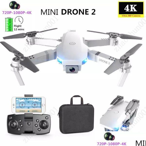 Drones Super E59 Rc LED Mini Controlado com Acessórios Drone 4K HD Câmera de Vídeo Aérea P Ografia Helicóptero Aeronave 360 Graus Wi Dhbe5