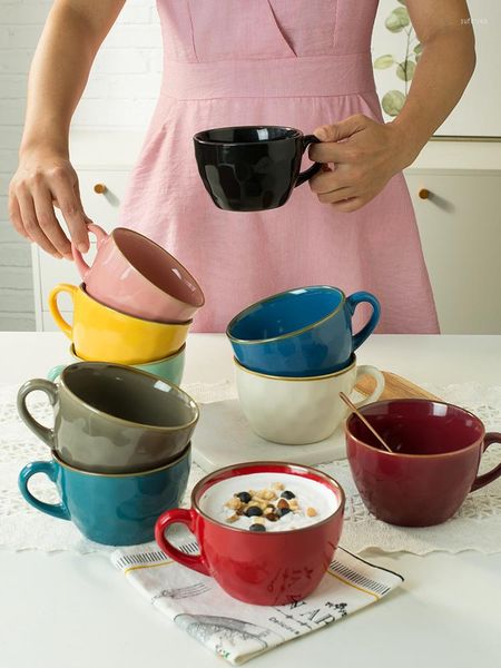 Кружки для завтрака чашка овсянки молоко кофе простая керамическая северная кружка вода с большим домохозяйством чай