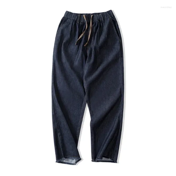 Jeans da uomo Casual Pelle di ghiaccio per uomo Lavato Doppio Pieghettato Pantaloni larghi in denim dritto 2023 Primavera Maschile Pantaloni larghi oversize