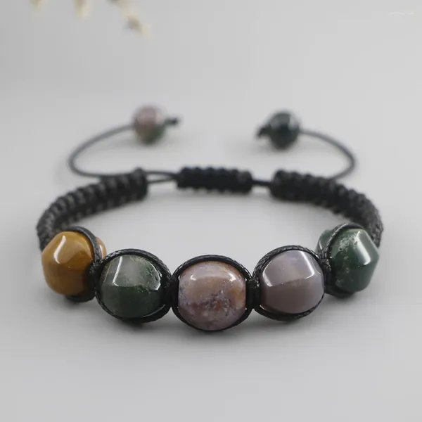 Strand 2023 Forma unica di lanterna 12mm Agate Bracciale con perline intrecciate a mano Donna Uomo Amicizia Regalo Gioielli spirituali