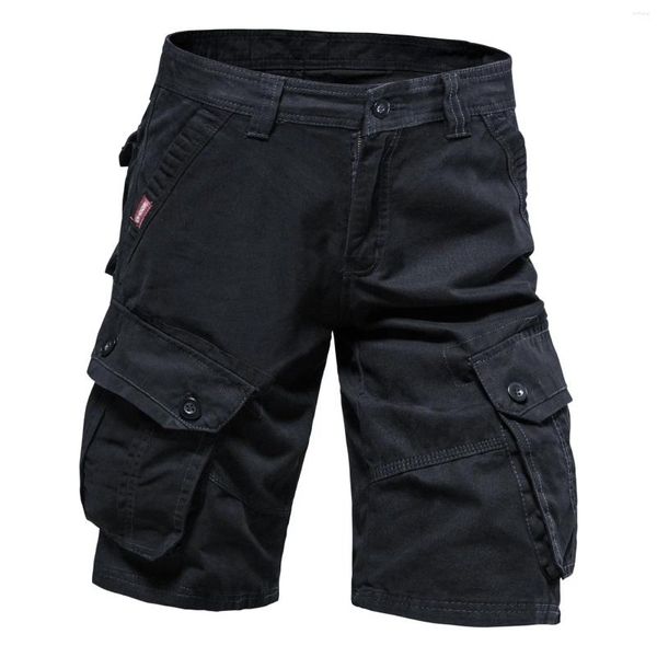 Shorts Masculinos Calças Cargo de Verão Cor Sólida Bolso Tether Wash Boy Glitter