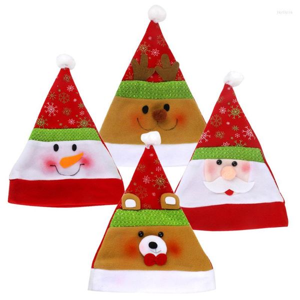 Decorações de Natal 1PC Papai Noel, Boneco de neve, alces, chapéus vermelhos para adultos e crianças do ano de natal, suprimentos para festas em casa