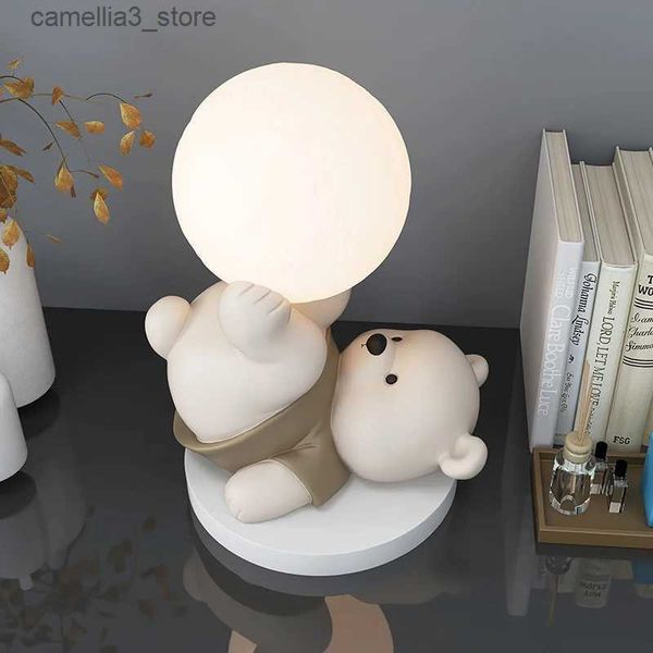 Lâmpadas de mesa bonito urso ornamentos casa decorações quarto cabeceira luzes da noite aniversário em movimento presentes de inauguração q231104