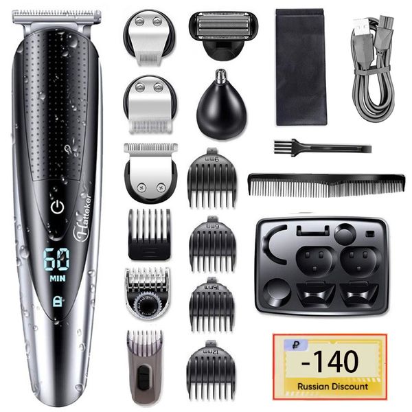 Tagliacapelli All In One per uomo Kit per la cura della barba Rasoio elettrico Body Groomer Clipper Naso Orecchio lavabile 230403