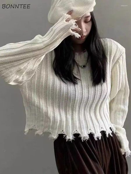 Damenpullover Pullover Damen Täglich Schöne Einfache Allgleiches Koreanischer Stil Damen Lose Freizeit Oansatz Herbst Kreativität Festes Stricken
