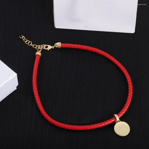 Halsband im klassischen und einfachen Stil, Rot, Schwarz, Blau, Lederlinien, Geschenke für alle Modeschmuck-Halsketten für Frauen