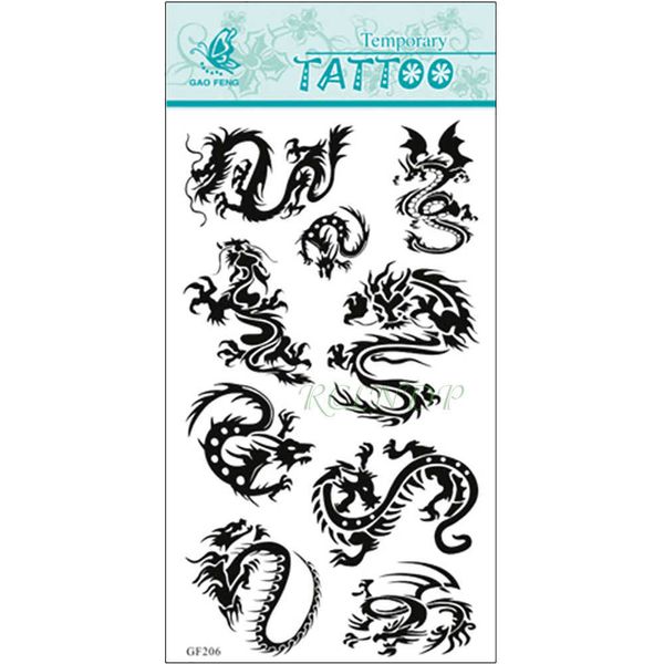 Temporäre Tattoos Wasserdicht Temporäre Tätowierung Aufkleber Drachen China Totem Tatto Aufkleber Flash Tattoo Fake Tattoos für Männer Frauen Z0403