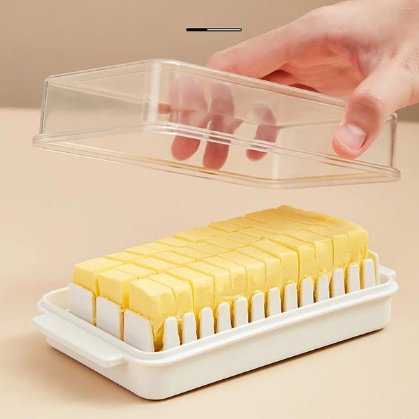 Teller Modische PP-Butter-Aufbewahrungsbox mit Deckel, großer Kapazität, kältebeständiger Kühlschrank, Käse frisch gehalten