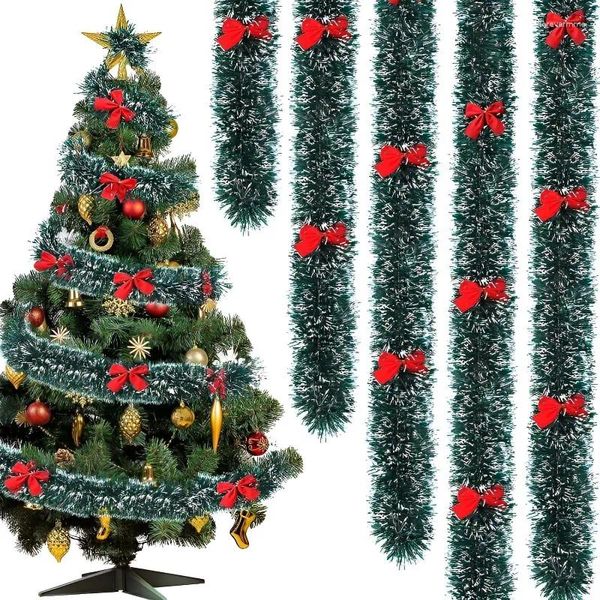 Flores decorativas 3/1 pçs 2m decoração de natal barra topos fita guirlanda enfeites de árvore branco verde escuro cana enfeites de natal fontes de festa