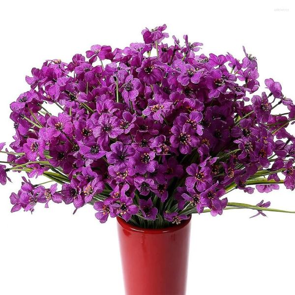 Flores decorativas 10pcs 18 cachos materiais de flores violeta artificiais anti-ultravioleta adequada para janela de flor de flores para jardim externa para ambientes externos