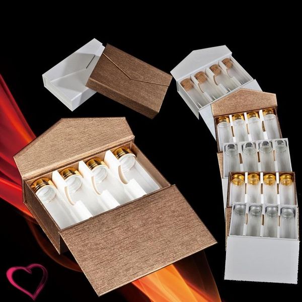 Bottiglie di stoccaggio Barattoli 6 X Fiale di vetro creativo trasparente oro argento Set di scatole regalo Desiderio di sughero con pacchetto di caramelle di qualità