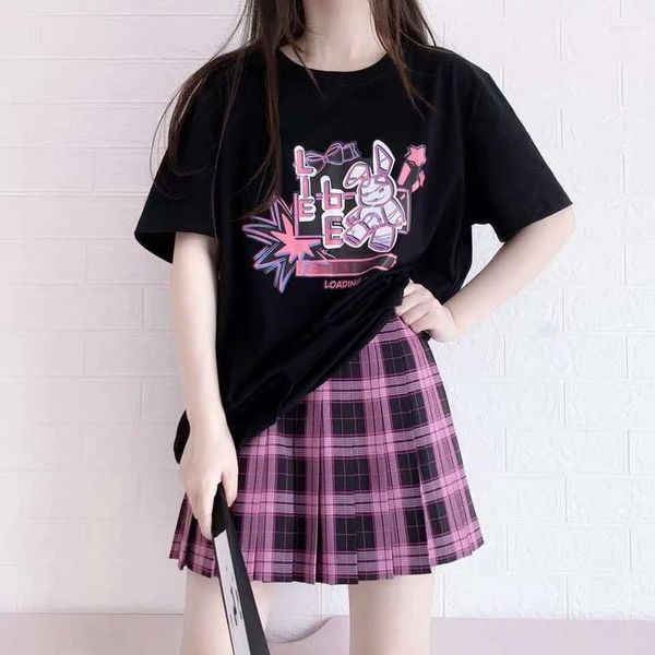 Damen T-Shirts Plus Size Harajuku Frauen BF Loose Shirt Dark Gothic Tops Kleidung Sommer O Hals Kurzarm T-Shirts Cartoon Streetwear