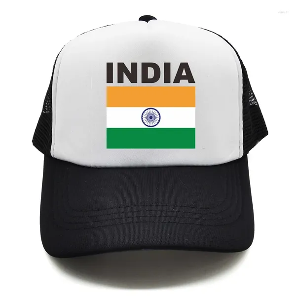 Bonés de bola India Flag Trucker Cap Verão Homens Cool Country Chapéu Beisebol Unissex Outdoor Malha Net