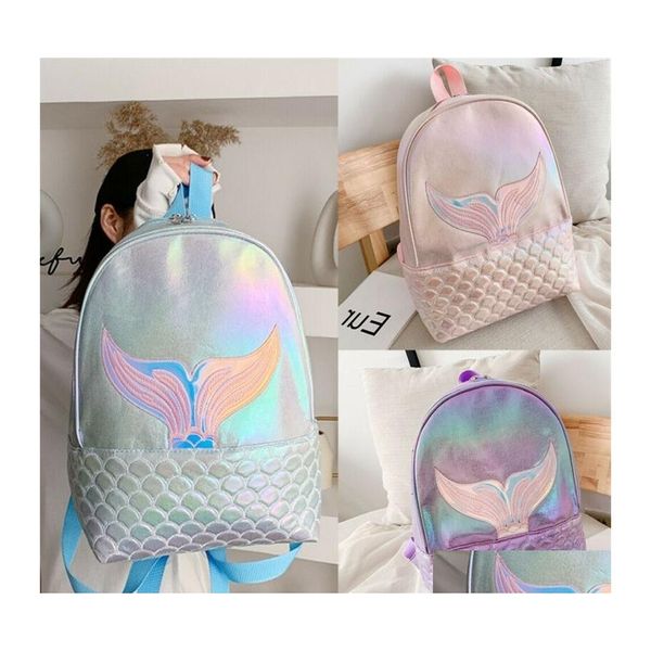 Arts And Crafts Rucksack Est Damen Mädchen Glitter Taschen Meerjungfrau Mädchen Schulbuch Shoder Bag Rucksack Pu Laser S Travel 220827 Drop Del Dhuw4