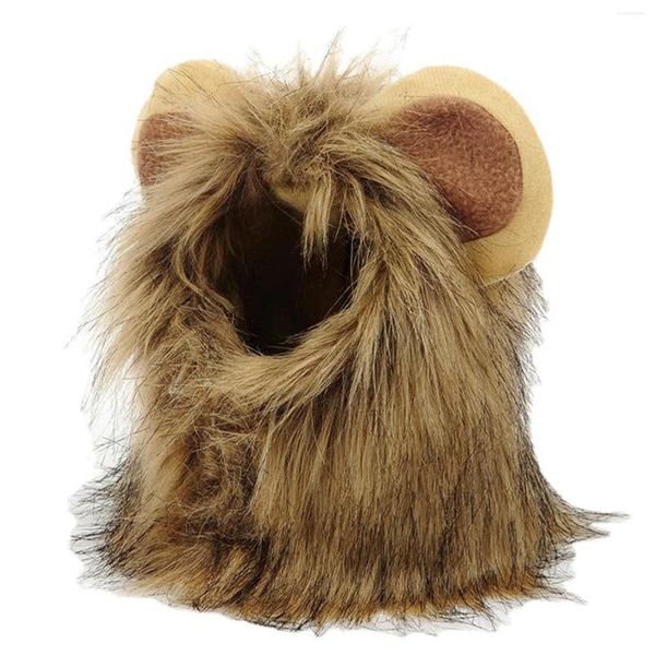 Trajes de gato peruca de leão engraçado filhote de cachorro de estimação vestir chapéu acessórios de roupas peludas para o dia das bruxas natal