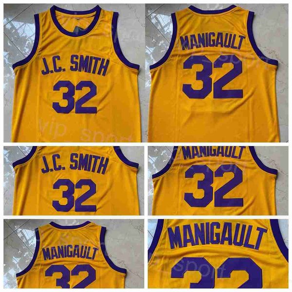 Filmler TV Basketbol Formaları 32 JC Smith Gömlek Don Cheadle Earl Manigault Koleji Üniversitesi Nakışını Gösteriyor ve Spor Hayranları için Sarı Sarı Nefes Alabilir NCAA