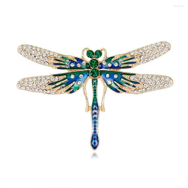 Broches Crystal Dragonfly for Women Inseto Broche Pin Fashion Dress Coat Acessórios