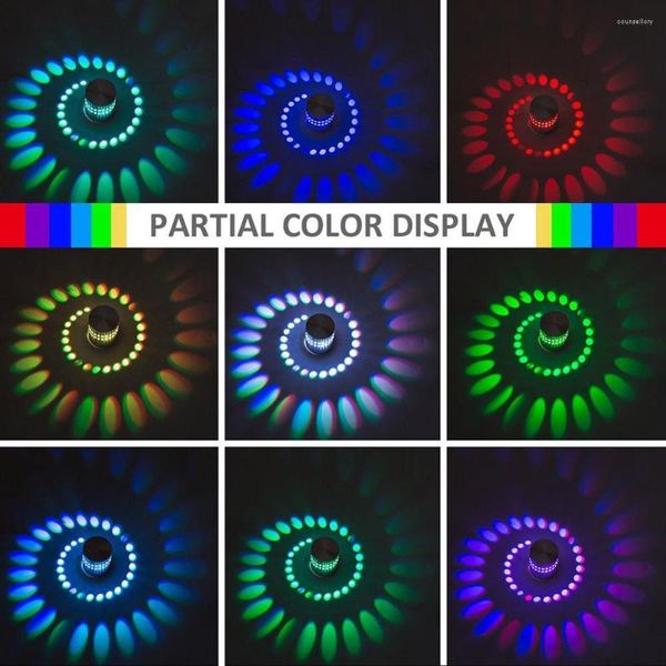 Duvar lambaları RGB Spiral Delik LED Işık Uzaktan kumandalı renkli Wandlamp Parti Bar KTV Ev Dekorasyonu