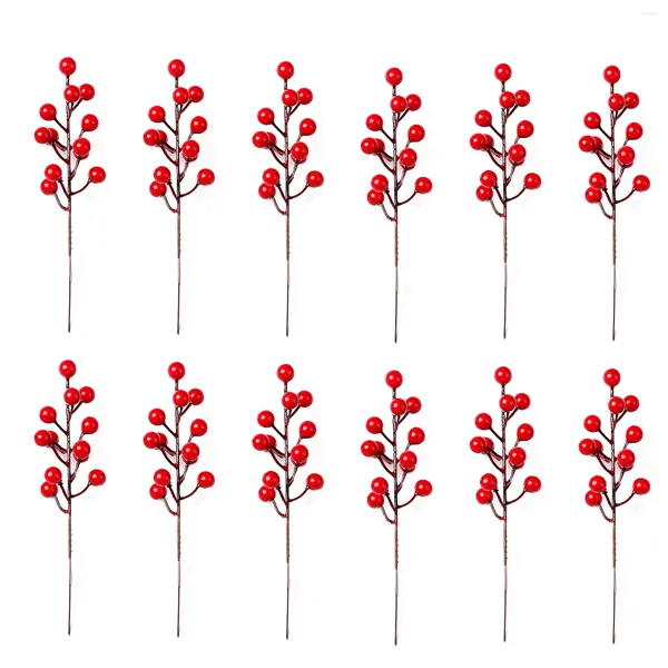 Dekorative Blumen 10/12PCS Mini Kirschbeeren DIY Hochzeitsstrauß Weihnachtsdekoration Simulation Obst Handwerk Künstlicher Kranz Ornament