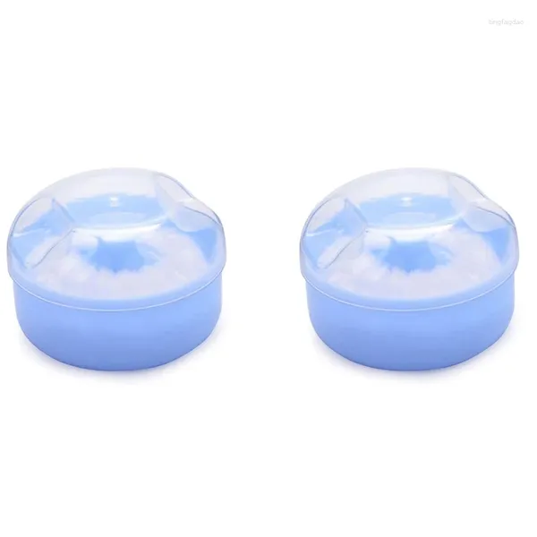 Garrafas de armazenamento 2x bebê rosto macio corpo cosmético pó puff esponja caixa recipiente (azul)
