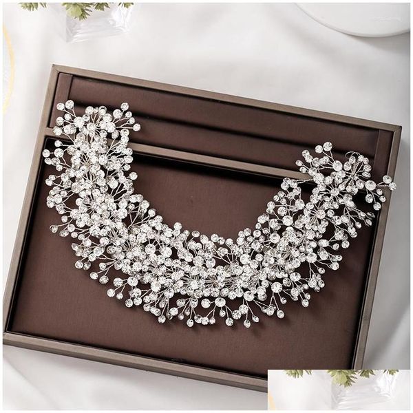 Diğer Moda Aksesuarları Başlıklar Lüks Rhinestone Head Bandı Gelin Saç Bandı Tiara Düğün Saç Aksesuarları Vine Tiara Dhgarden Dhnyt