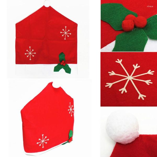 Decorações de Natal 1 PCS Papai Noel Red Hat Red Sets Desenhos de cadeira de neve não tecidos Chaves Dinner Cap boné Decaor interno 5ZHH163