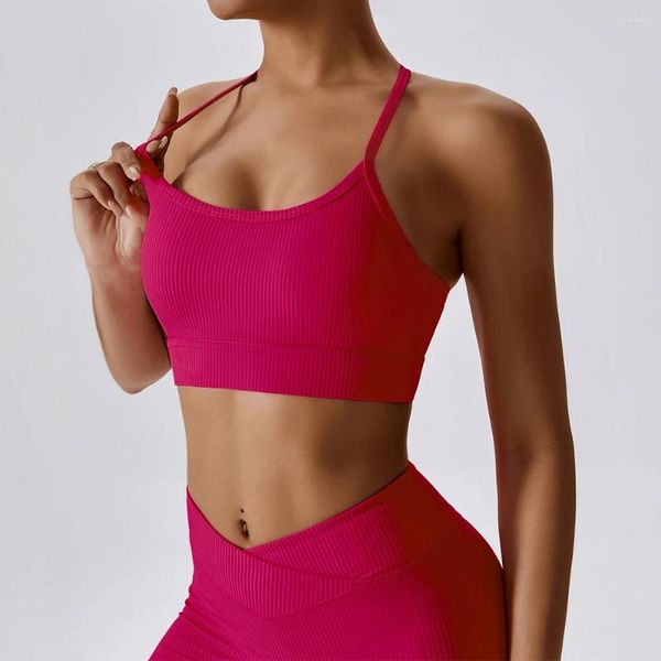 Yoga roupa feminina sutiã correndo velocidade seca sexy bela volta suspender esportes ginásio push-up apertado-fitting top feminino