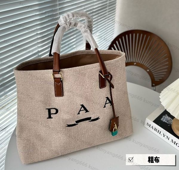 Klassische Damen-CANVAS-Tasche, luxuriöse Nylon-Leinen-Schulter-Clutch, Make-up-Einkaufstaschen, Herren-Bast-Designer, die Einkaufstasche, große Handtaschen, Umhängetaschen, Strandtaschen, 41 x 32 cm