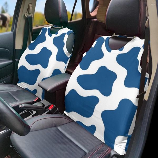 Capas de assento de carro Capa de colete Blue Cow Padrão fácil de instalar o interior automático 2 pacote resistente a mulheres para mulheres