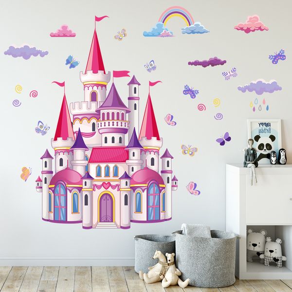 Adesivos de parede desenho animado castelo criativo conto de fadas de parede decalque removível de vinil decoração caseira quarto quarto 230403