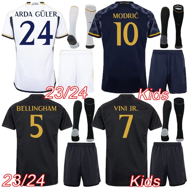 Real Madrid Forma Kids Kit 2023 2024 Evde Üçüncü Erkekler Futbol Gömlek 23 24 Real Madrid Bellingham Kroos Modric Valverde Futbol Forması Spor Gömlek Çocuk Setleri