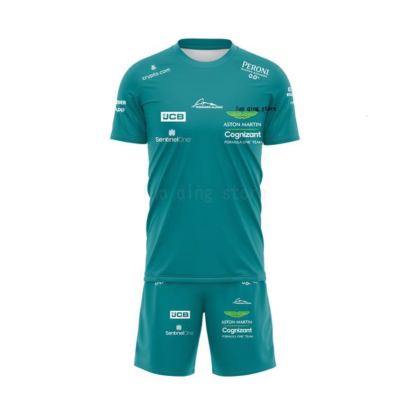 Mens Tracksuits O Carro de Corrida Aston Martin 14 # Driver Alonso Fãs Terno de Manga Curta Ao Ar Livre Esportes Extremos Camiseta Shorts Define 230403