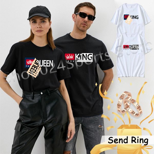 Herren T-Shirts King Queen Crown Print Paar TShirt Casual Sport Harajuku ONeck Kurzarm Mode Männer Frauen T-Shirt Liebhaber Tops Kleidung 230403