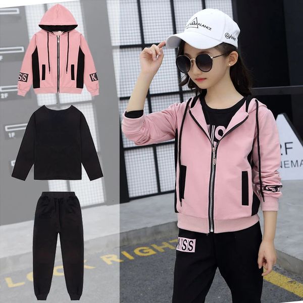 Jackets Fashion Girls Roupas Conjuntos de casaco de casaco de inverno outono 3pcs Baby Kids Tracksuit Childrens Clothing Teen 5 6 8 10 12 anos 231110