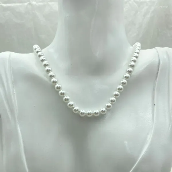Ketten Weiße Farbe Perlenketten Zubehör Edelstahl Mode Damenschmuck Halskette Elegant