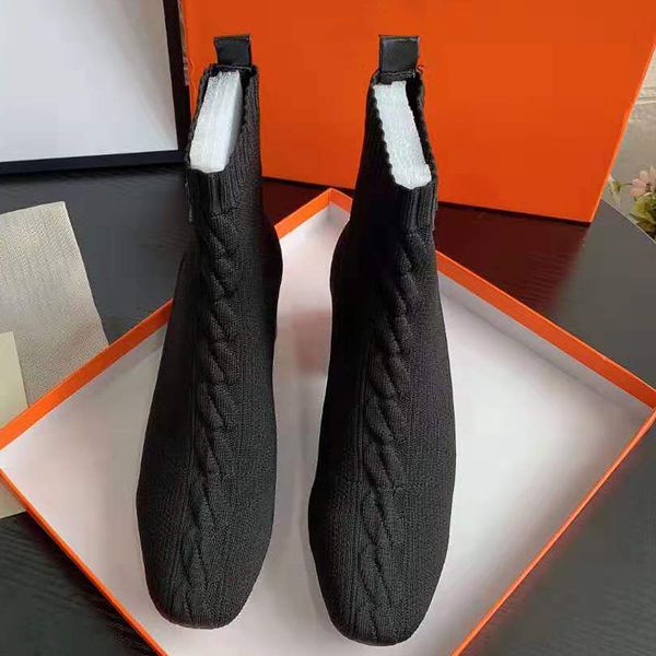 23 Autunno nuove scarpe formali con fondo piatto Famose donne designer lavorate a maglia scarpe con tacco alto in vera pelle punta tonda suola morbida tacco spesso scarpe da donna elevate