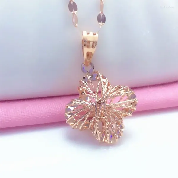 Colares de pingente russo 85 roxo ouro feminino escovado flor banhado com 14k rosa colar versátil e requintado jóias moda